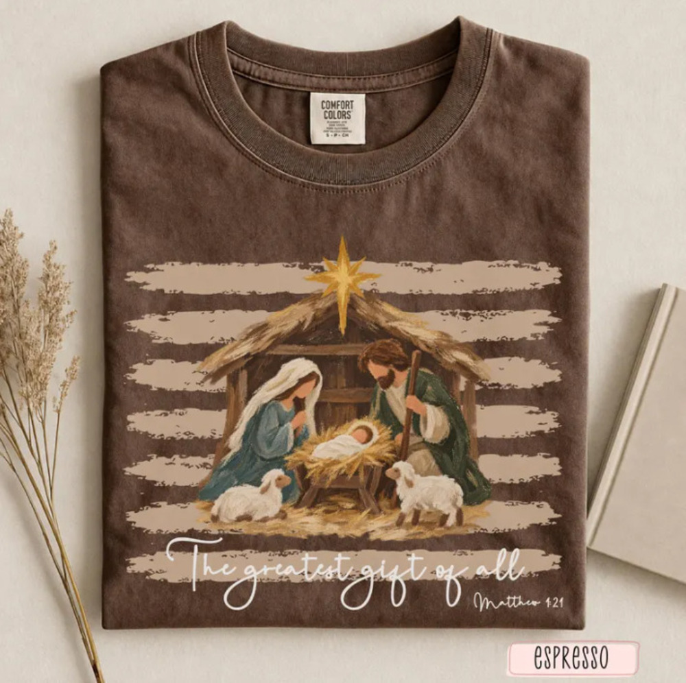 Greatest Gift of All Christmas Tee, Jesus Bible Verse T-Shirt, Faith Based Tee